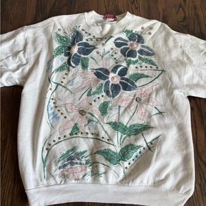 Vintage Floral Embellished Sweatshirt